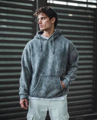 Oversized Heavy Cotton Vintage Acid Wash Hoodie Grey