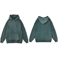 Oversized Heavy Cotton Vintage Acid Wash Hoodie Green